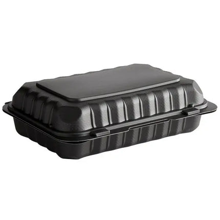 9x6x3 Hinged 1 Comp ￼ Microwave -  Container Black - Banyan (150/case)
