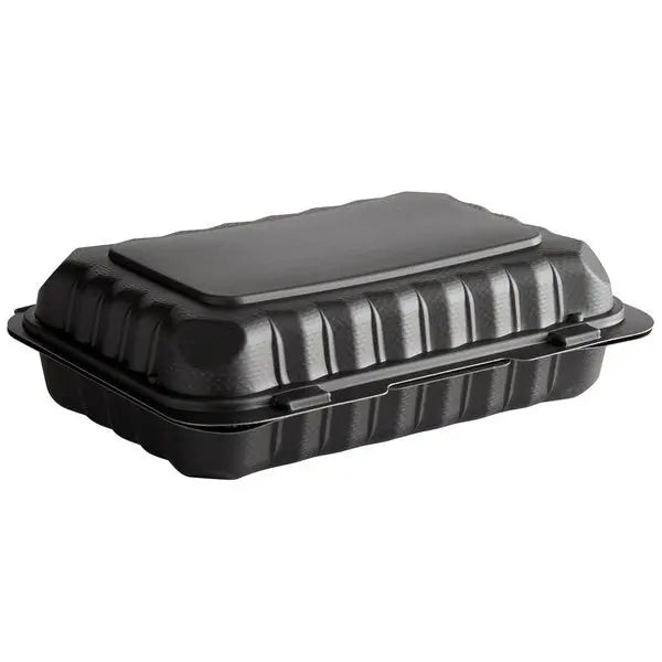 9x6x3 Hinged 1 Comp ￼ Microwave -  Container Black - Banyan (150/case)