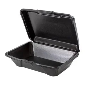 9x6x3 Large Deep Hinged Foam Container Black - Genpak (200/case)