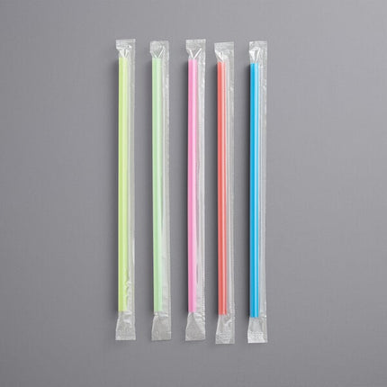 7.75" Jumbo Straw - Neon Colors - Unwrapped - Empress (5000/case)