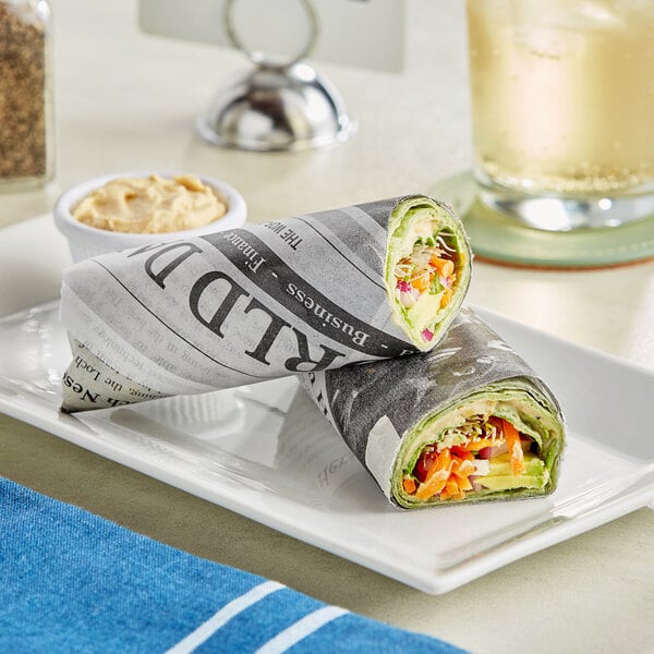 12" x 12" Newspaper Print Deli Paper - Handy Wacks (5000/case)
