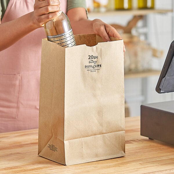 20 lb Shorty Bag Kraft – Duro (500/case)