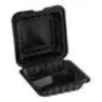 Snap Box 9" x 9" Mineral Filled PP Hinged MFPP Container, 3 compartment, Black (vented) 150/cs