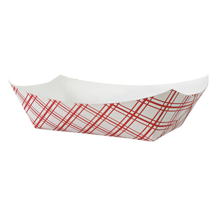 1lb Red Plaid Food Tray PFAS Free 4 / 250 cs