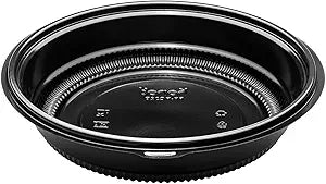 Karat  32 oz PP Plastic Microwavable Round & Lids, Black