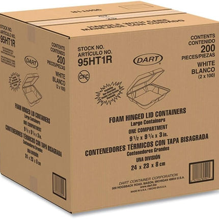 9" x 9" x 3" Foam Hinged Container - 1 Compartment - Dart (200/case)