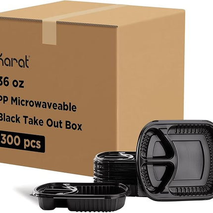 Karat  36 oz 3 Comp Bottom Cont Blk