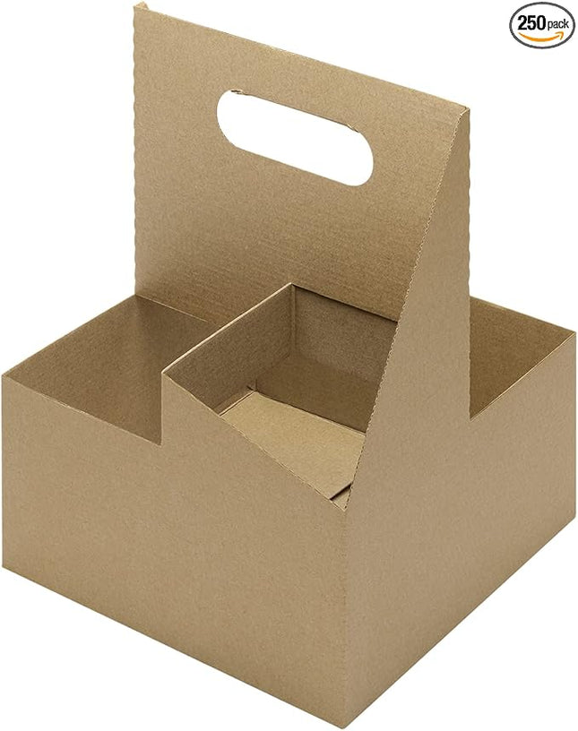 32 oz Paperboard 4 Cup Carrier with Handle - Karat (300/case)