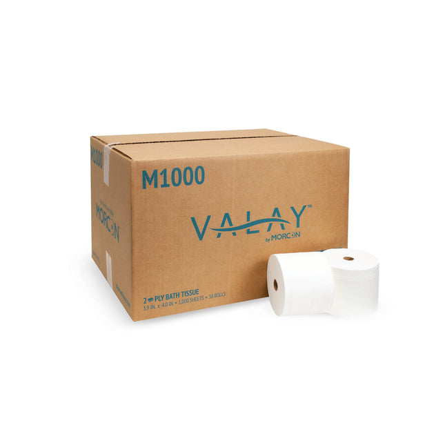 Morcon - M1000 - 0.875" Core White Bath Tissue 3.9" X 4" 2-Ply 1000 Sheets 36 / cs