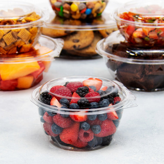 Dart SafeSeal PET Bowl w/ Dome Lid Clear 16 oz. Tamper-Resistant 4 / 60 cs