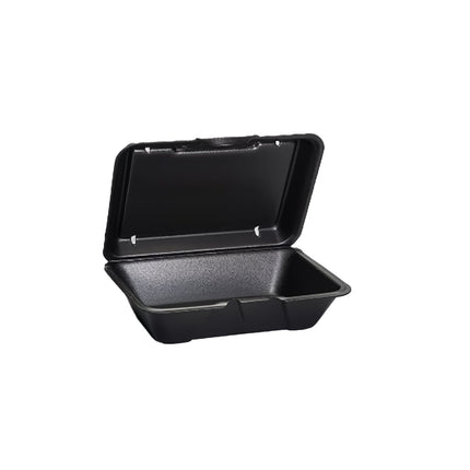 9x6x3 Large Deep Hinged Foam Container Black - Genpak (200/case)