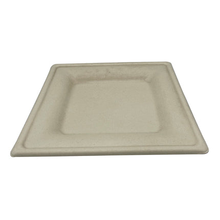 Empress Earth Heavy Square Plate Molded Fiber 10" x 10" Natural White PFAS Free 2 / 125 cs