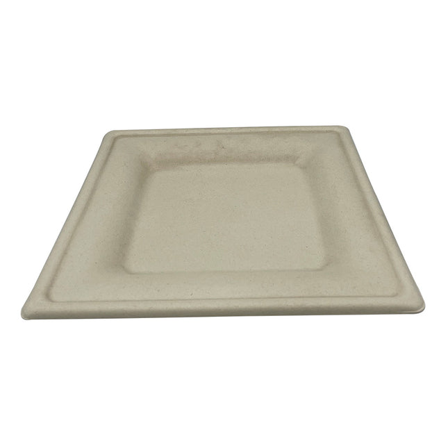 Empress Earth Heavy Square Plate Molded Fiber 10" x 10" Natural White PFAS Free 2 / 125 cs