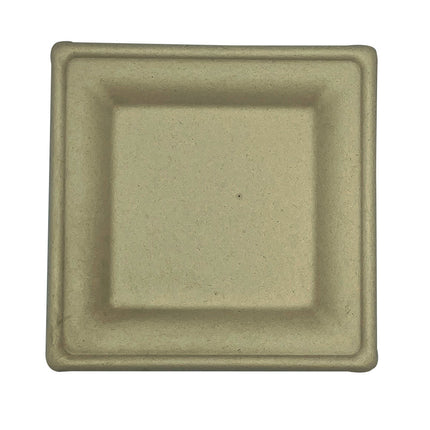Empress Earth Square Heavy Molded Fiber Plate 8" x 8" Natural White PFAS Free 4 / 125 cs