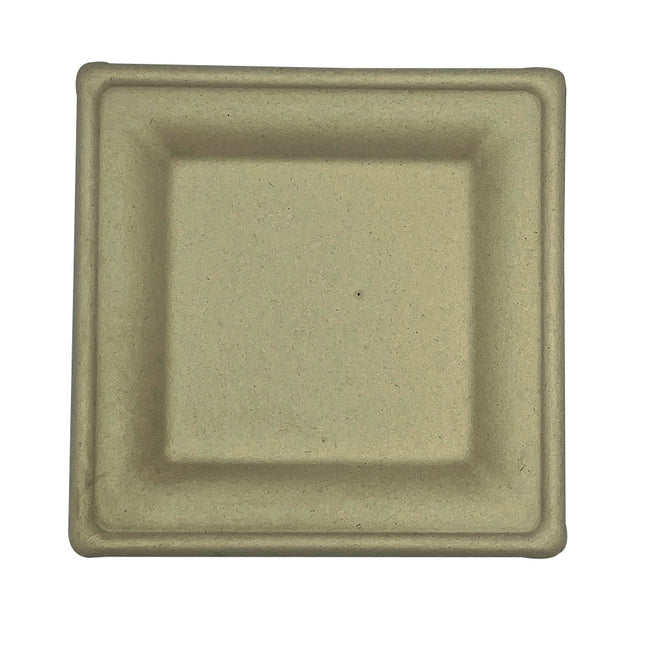 Empress Earth Square Heavy Molded Fiber Plate 8" x 8" Natural White PFAS Free 4 / 125 cs