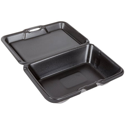 9x6x3 Large Deep Hinged Container Black - Genpak (200/case)