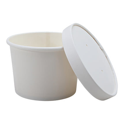 Paper Food / Soup Container w/Lid 8 oz White Combo – Empress (500/case)