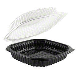 9x9 1 Comp Hinged Container Black/Clear Lid  – Empress (150/case)