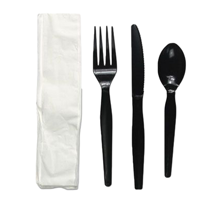 4 pc Cutlery Kit Heavy Weight Black - Hystix (300/case)