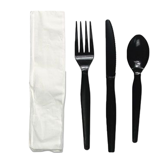 4 pc Cutlery Kit Heavy Weight Black - Hystix (300/case)