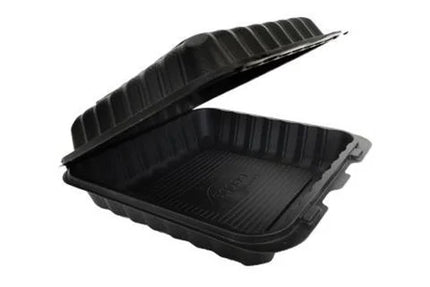 10x10 Hinged 1 Comp Cont Blk - Ecopax (150/case)