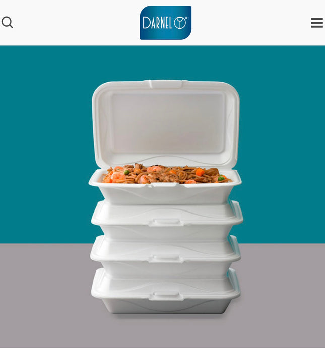 Darnel M-205 White Hoagie 1 Compartment Food Container, 9.25 X 6.75 X 2.75 - 200/ Case