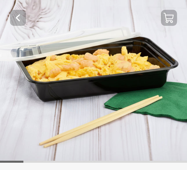 28 oz Rectangular Black Bottom Clear Lid  Combo 150/case)