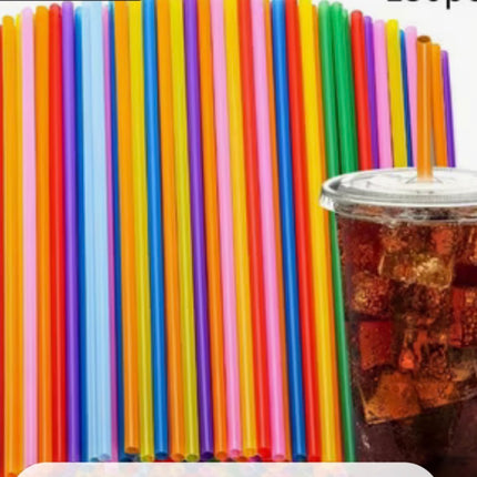 7.75" Jumbo Straw Slim Drinking Straws - Neon Colors - Unwrapped - Empress (5,000/case)