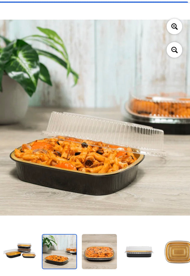 Karat 24 oz Gold Gourmet To Go Small Entree Container with Dome Lid - 100 per case.