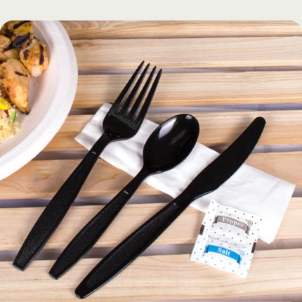 6 pc Heavy Weight Cutlery Black – (250/case)