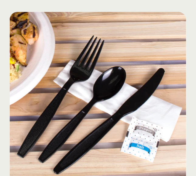 6 pc Heavy Weight Cutlery Black – (250/case)