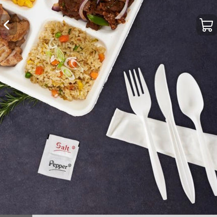 6 pc Cutlery Kit Medium weight White - Karat  (250/case)