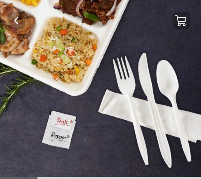 6 pc Cutlery Kit Medium weight White - Karat  (250/case)