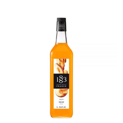 1883 Peach Syrup for Drinks, Made in France, 1 Liter Plastic Bottle