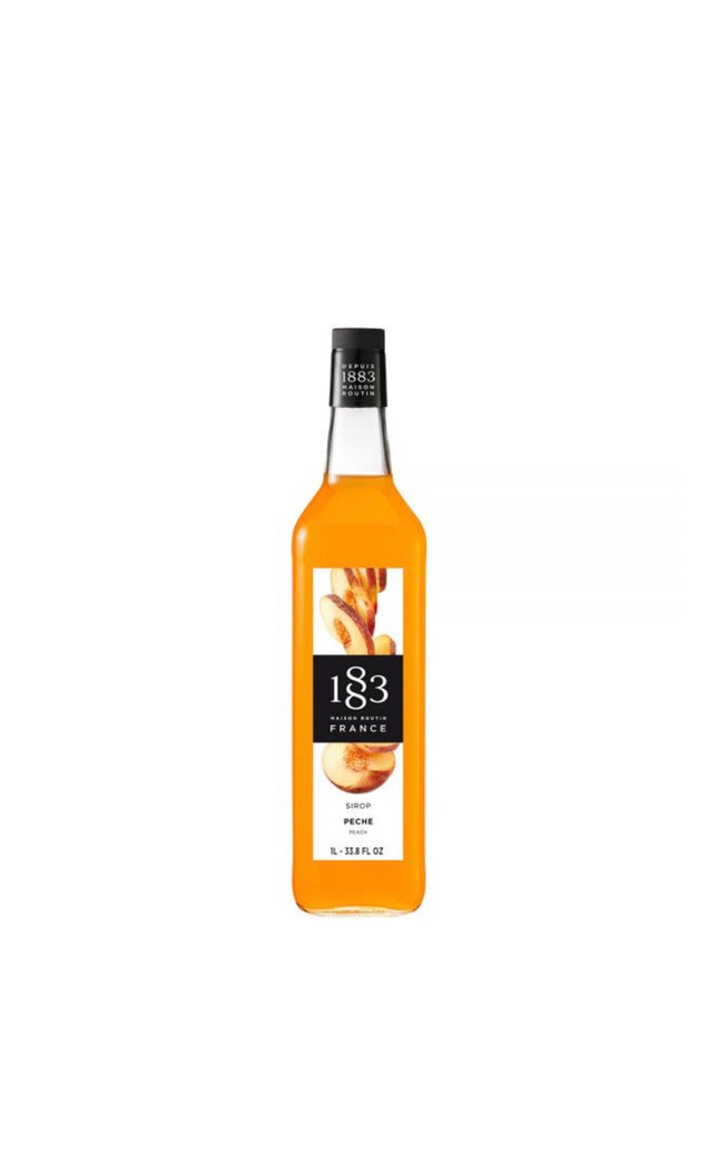 1883 Peach Syrup for Drinks, Made in France, 1 Liter Plastic Bottle