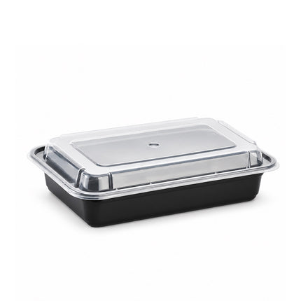 28 oz Rectangular Black Bottom Clear Lid  Combo 150/case)