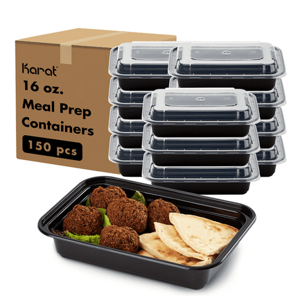 16 oz Rectangular Microwavable 1 Comp Combo Black Container – Karat (200/case)