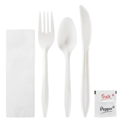 Karat  Plastic Medium Weight Cutlery Kits with, 6PC White image 0