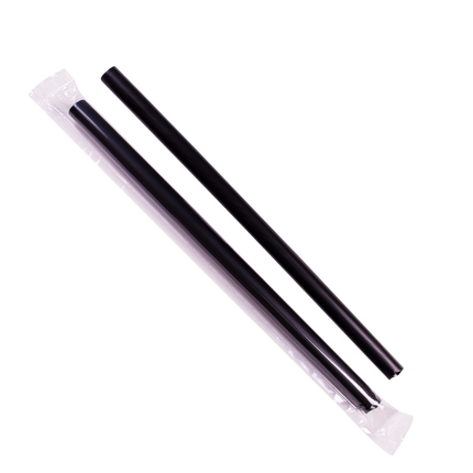 9" Boba Straw Angle Cut Black Wrapped Boba Straws - Karat (1600/case)