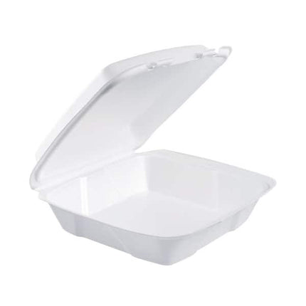 9" x 9" x 3" Foam Hinged Container - 1 Compartment - Dart (200/case)