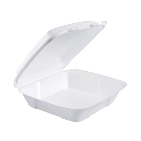 9" x 9" x 3" Foam Hinged Container - 1 Compartment - Dart (200/case)