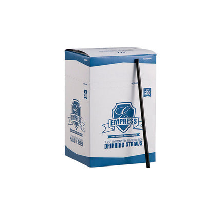 7.75" Jumbo Straw - Black - Unwrapped - Empress (5000/case)