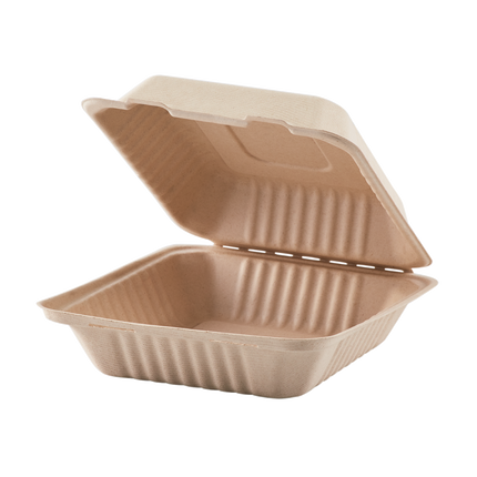 9x9 Bagasse 1 Compartment Container Natural - Karat (200/case)